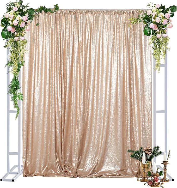 DUOBAO Champagne Backdrop Curtain 10x10ft Backdrop Graduation Backdrops Class of 2024 Photography Decoration Shimmer Wall Curtain for Parties Wedding Baby Shower Birthday and Photo Shoot
