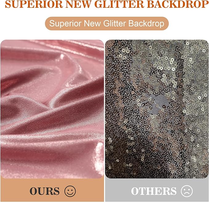 20x10ft Thick Rose Gold Glitter Backdrop Curtain Panels for Parties, Wrinkle Free Sequin Sparking Photo Backdrop Drapes, 4 Panels 5x10ft Shimmer Back Drop Cloth for Wedding Birthday Photography