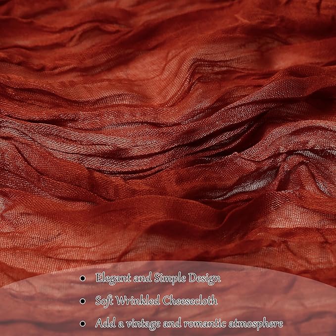 Cheesecloth Table Runner 10FT (35x120 Inch) - 6 Pack Terracotta Boho Gauze Fabric Cheese Cloth Table Runner Rustic Sheer Table Runners Cheesecloth for Wedding, Bridal Shower, Birthday Party Decor