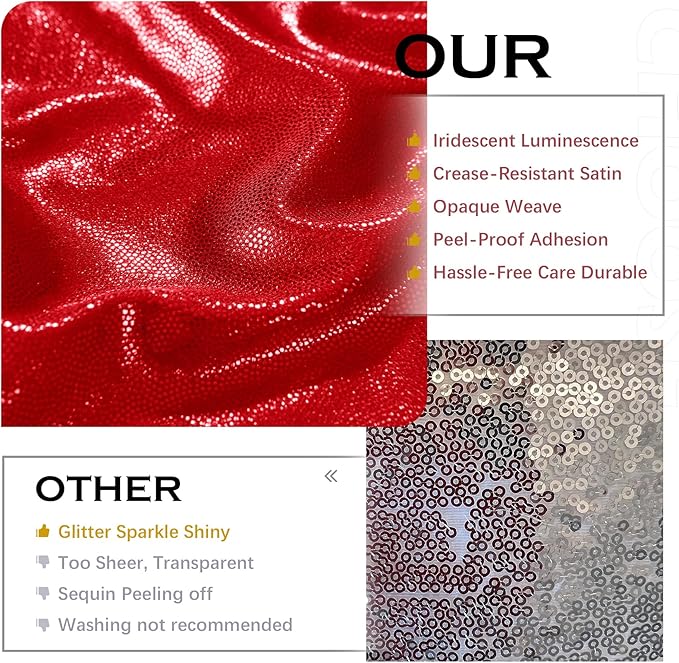 PartyVillage 20x10FT Red Sequin Christmas Backdrop Curtain -4 Panels 5x10FT Wrinkle Free Shimmer Back Drop Cloth, Glitter Backdrop Drapes for Photography, Birthday, Wedding, Christmas Background