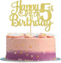 1 PCS Happy 5th Birthday Cake Topper - Gold Glitter Cheers to 5 Years - Fabulous Cake Decoration for 5th Birthday Theme Party