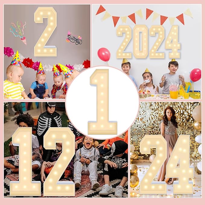 4FT Plastic Marquee Numbers 1 - Light up Numbers Are Made from Corrugated Plastic Board - Quick Assembly Without Tools, Disassembled Components Can Be Used for Photo Wall Decoration, Yard Sale Signs