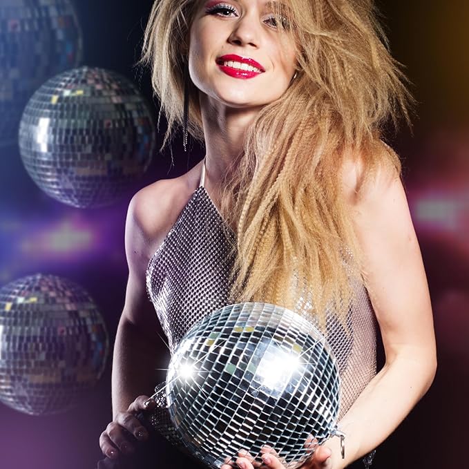 4 Pack Large Disco Ball Silver Hanging Disco Balls Reflective Mirror Ball Ornament for Party Holiday Wedding Dance and Music Festivals Decor Club Stage Props DJ Decoration (6 Inch)