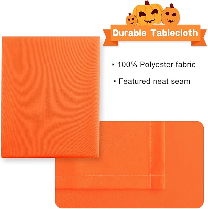 Hiasan Pumpkin Orange Rectangle Tablecloth - Waterproof Washable Polyester Fabric Table Cloth for Buffect Dining Birthday Party Wedding, 70 x 120 Inch