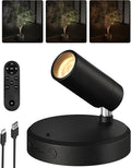 EZVALO Wireless LED Spotlights Indoor, 5500mAh Rechargeable Battery Powered Plants Spotlights Indoor, Dimmable & Timer, 3 CCT Small Up Lights with Remote, Accent Uplighting for Artwork,Tree(Black)