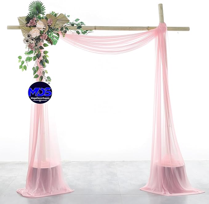MDS Halloween Chiffon Draping Fabric - 1 Panel, 30" Wide x 30ft Long - Sheer Spooky Arbor & Canopy Drapery for Haunted House Backdrops, Party Ceilings, DIY Costumes & Themed Events - Blush Pink