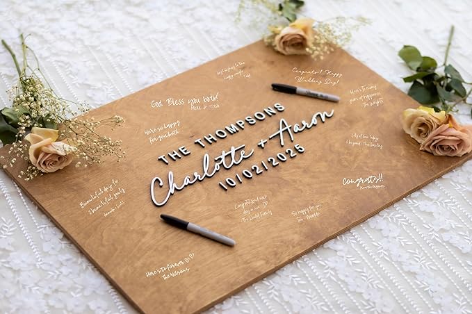 Personalized Last Name Guest Book, Unique Guest Book Sign, Custom Alternative Guest Book, Wooden Guest Book, Wedding Ceremony Guestbook Sign (Design 6)