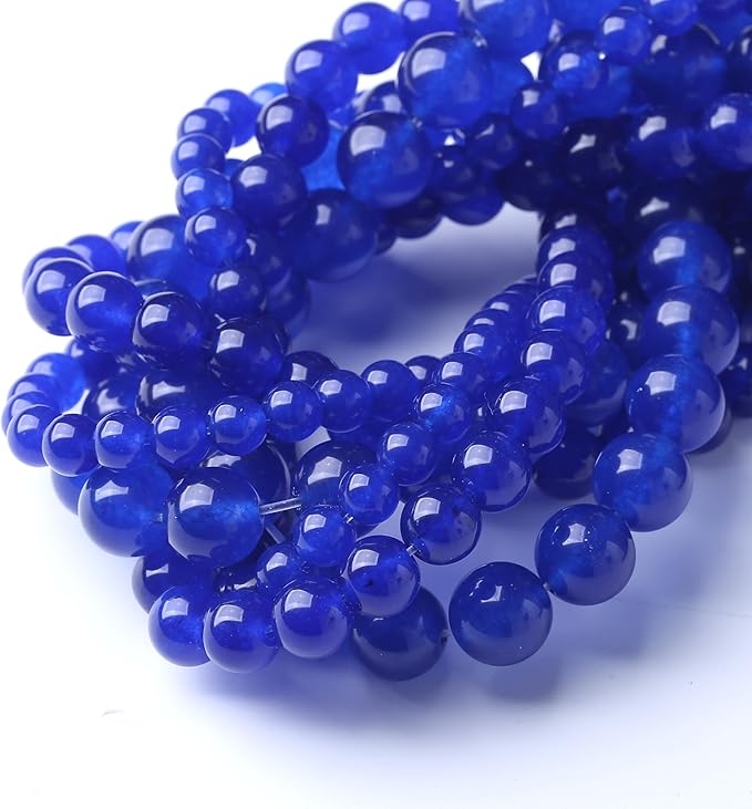 Mysterious Blue Chalcedony Stone Beads Gemstone Round Crystal Energy Jade Beads Stone Beads for Jewelry Making DIY Bracelet Necklace Jewelry Making 1 Strand 15.5inch 45PCS 8MM