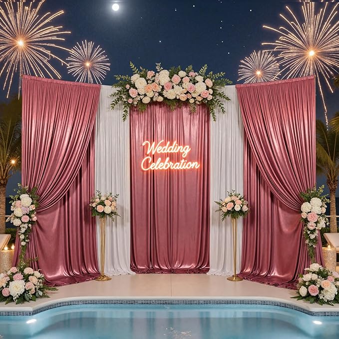 20x10ft Thick Rose Gold Glitter Backdrop Curtain Panels for Parties, Wrinkle Free Sequin Sparking Photo Backdrop Drapes, 4 Panels 5x10ft Shimmer Back Drop Cloth for Wedding Birthday Photography