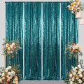 Juya Delight Teal Sequin Backdrop Curtain,4PCS 2FTx8ft Glitter Backdrop Curtain for Party,Birthday,Christmas Wedding Decoration,