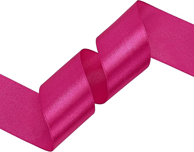 Rose Red Satin Ribbon 1-1/2 inch X Continuous 25 Yards, Single Face Polyester Ribbon Perfect for Gift Wrapping, Flower Bouquet, Wedding Decor, Crafts, Bow Making, Sewing and More