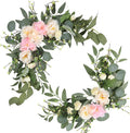 H&W 2pcs Artificial Wedding Arch Flowers for Wedding Sign, Floral Swag Dusty Decor for Reception Ceremony Backdrop Sweetheart Table (Grass Heart-Peony)
