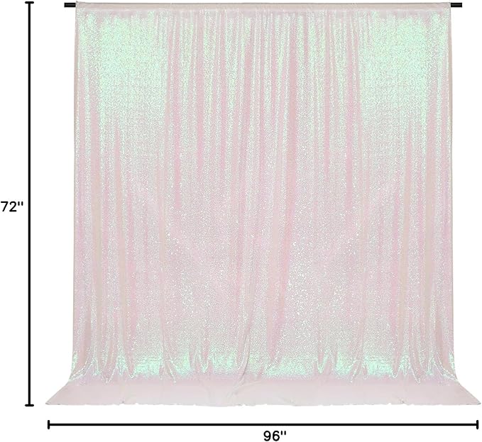 PartyDelight Sequin Backdrop Iridescent 6Ft x 8Ft Photograph Wedding Curtain Special Events