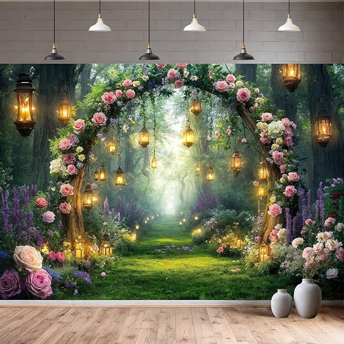 20x10ft Purple Flower Wedding Photography Backdrop Lavender Floral Wedding Bridal Photography Backdrop Anniversary Birthday Baby Shower Girl Party Banner Photo Booth Props Background Wall Decor