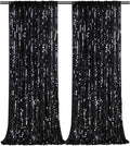 Black Big Payette Sequin Backdrop - 2 Pieces 4ftx8ft Birthday Party Reception Photo Booth Backdrop Curtains Drapes Fabric