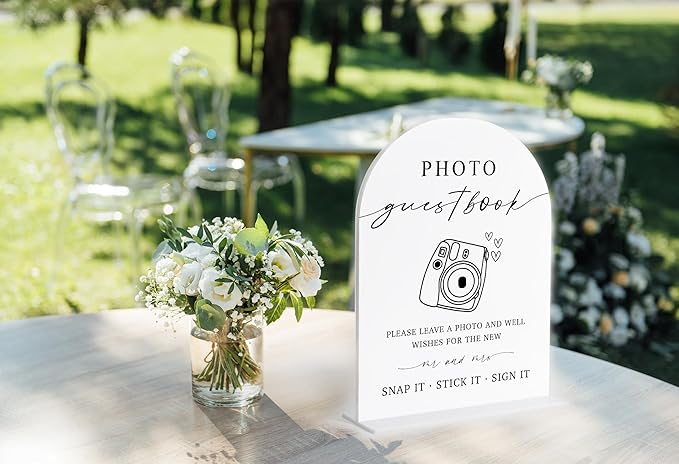 Photo Guest Book Sign, White Arch Acrylic Wedding Sign, Wedding Guest Book Alternative, Bridal Shower Decor, Engagement Party Decor, Centerpiece Table Decorations Party for Bride and Groom-24