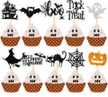 60Pcs Halloween Cupcake Toppers, Bat Pumpkin Ghost Cupcake Decorations for Halloween Party Supplies, Black Multi Style1