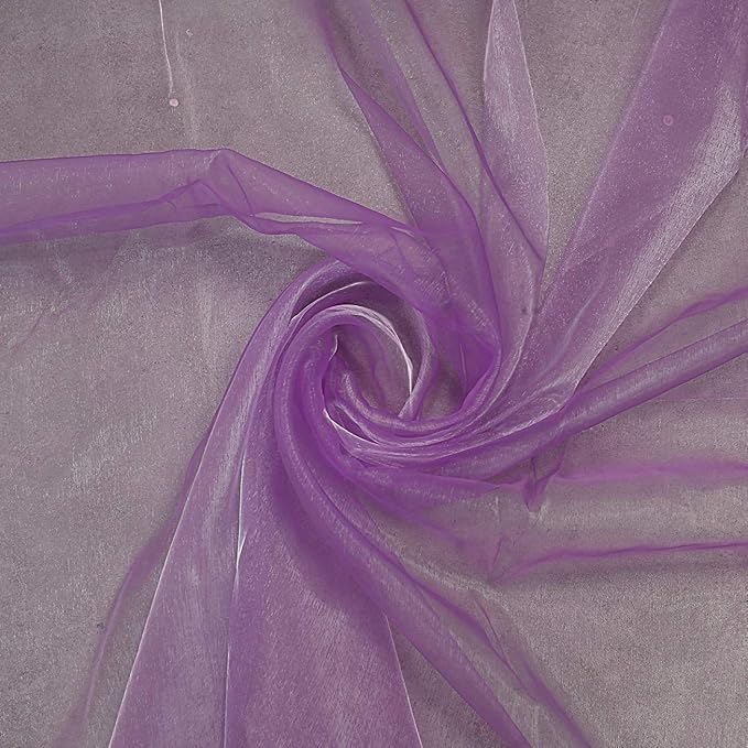 VDS Light Purple Organza Fabric, 20 Yards Continuous, 45” Wide, Wedding Party Decoration Iridescent Crystal Sheer Shiny Organza Tulle Bridal Dress DIY Crafts Costume Sewing Backdrop Arch Cloth