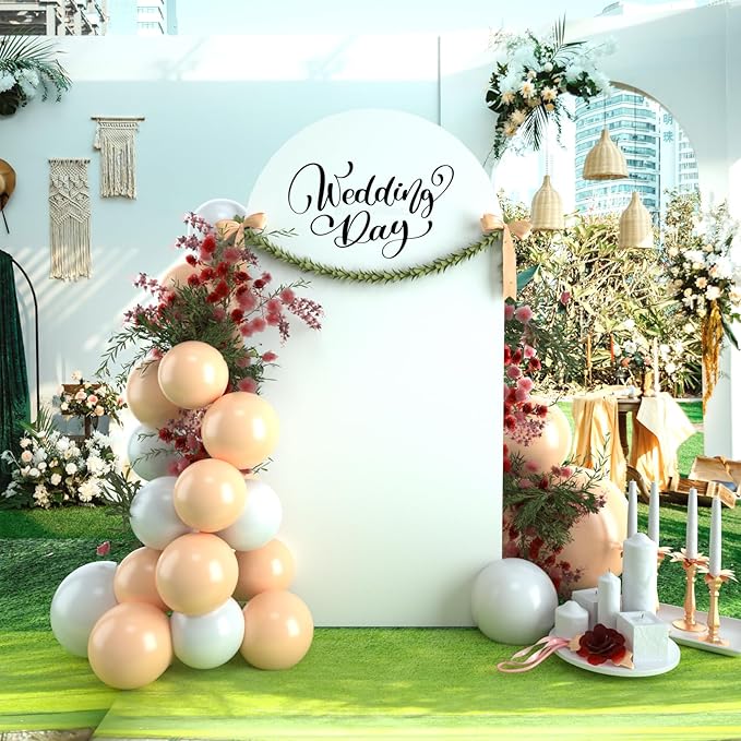 bricia Wedding Arch Backdrop Stand Cover, 6.6FT Double Sided Stretchy Arch Cover Fitted Wedding Birthday Party Banquet Decoration (White 79.2''Lx39.6''W)