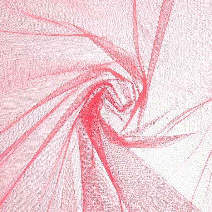 uxcell 19" by 5.5 Yard Tulle Fabric Backdrop Curtains for DIY Tutu Skirt Shower Decor Wedding Crafts Birthday Party Supplies, Red