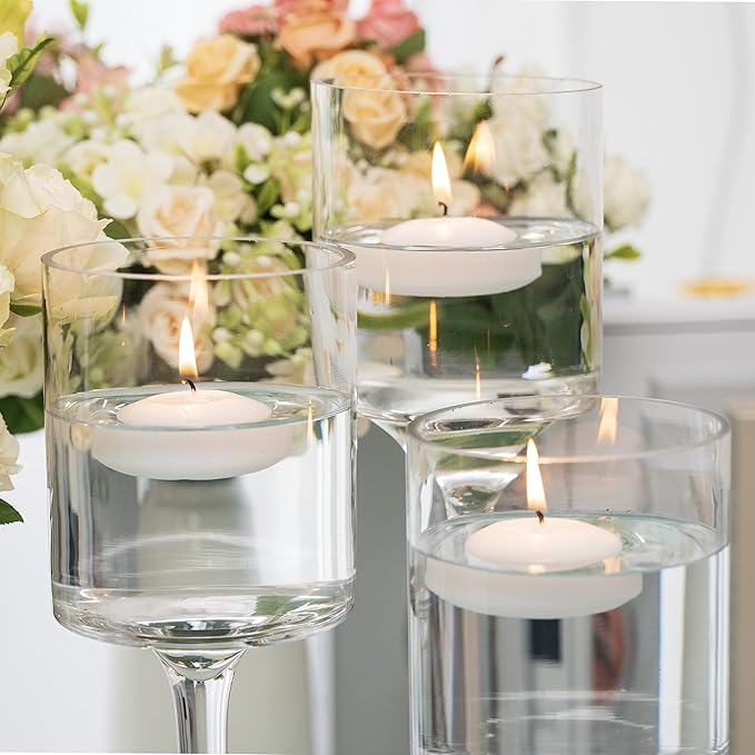 Aignis 36pcs Floating Discs Wax Candles, Burning Time 4+ Hours, 2 Inch Unscented Dripless, White Set for Wedding/Birthday/Celebration/Party/Holiday/Home Décor