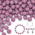200pcs 10mm Light Purple Rhinestone Beads for Jewelry Making, Shiny Round Shamballa Disco Ball Beads, Sparkle Crystal Clay Christmas for Bracelet Baseball Necklace Earring Crafting and DIY