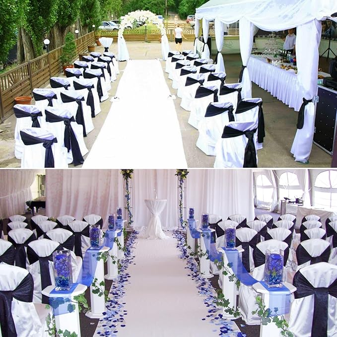 50 PCS Satin Chair Sashes Bows Decorative Universal Chair Cover Chairs Ribbon Ties Back Sash for Wedding Party Halloween Ceremony Reception Hotel Banquet Events Restaurant Decor(7 x 108inch,Navy Blue)