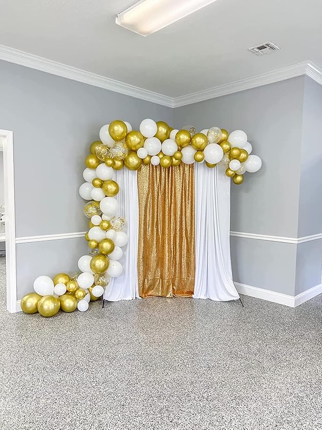 Gold Sequin Backdrop Curtains 4 Panels 2FTx8FT Glitter Gold Drapes Photo Backdrop Party Wedding Baby Shower Curtain Sparkle Photography Background