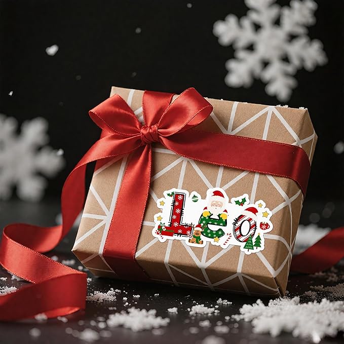 Custom Christmas Gift Tags Self Adhesive Christmas Cartoon Theme Name Tags Stickers for Gifts Presents Wrapping Paper Xmas Gifts Decorations for Family Son Daughter