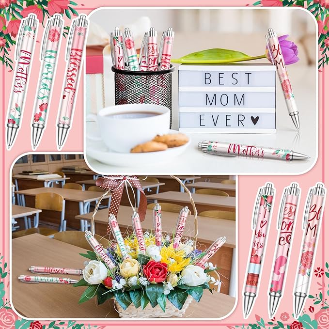 24 Pcs Christmas Appreciation Gifts Pen for Mom Mothers Christmas Stocking Stuffers Xmas Party Favors Cute Pen Thank You Gift Ideas for Women Birthday Journaling Accessories Office Souvenir