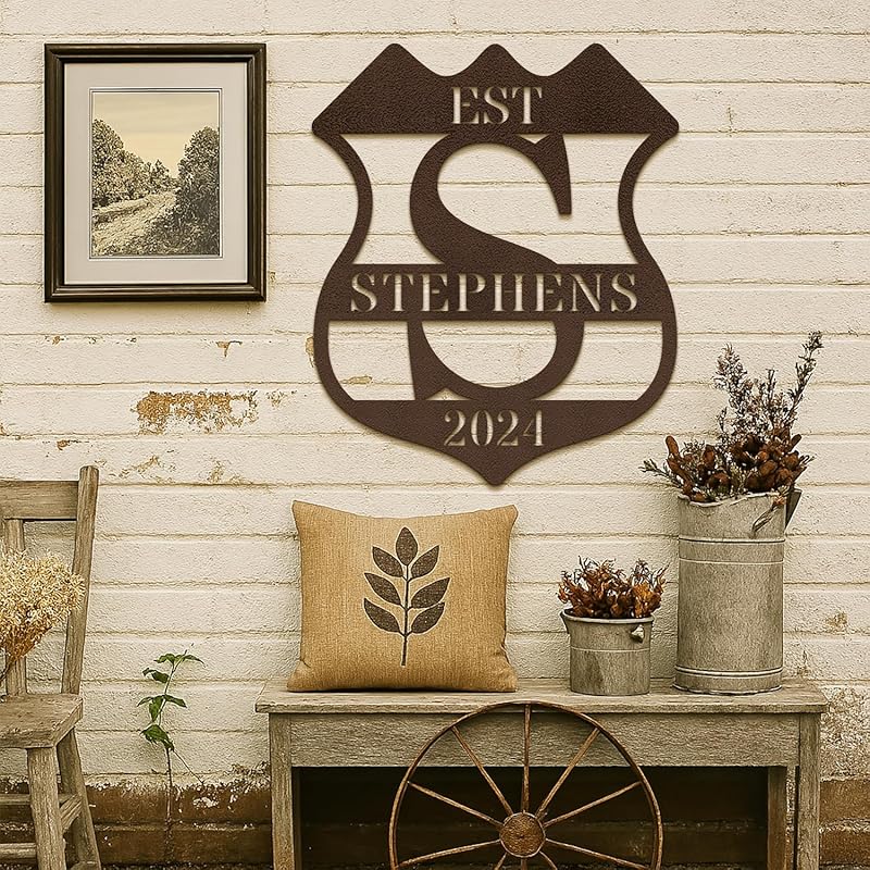 Custom Metal Signs Metal Name Sign Metal Wall Art Split Letter Monogram Wall Decor Metal Wall Art Last Name Sign Family Name Sign Personalized Wedding Gift Fire Pit Sign Outdoor Decor Cabin Sign