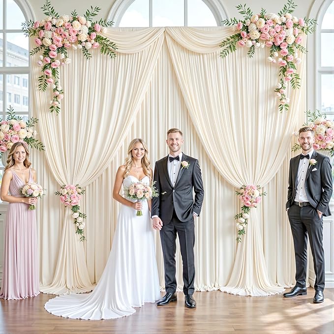 50ft x 12ft Champagne Backdrop Curtains Wrinkle Free Backdrop Curtain for Wedding Parties Fabric Backdrops Drapes Back Drop Cloth Bridal Shower Stage Curtains Wedding Decorations for Reception