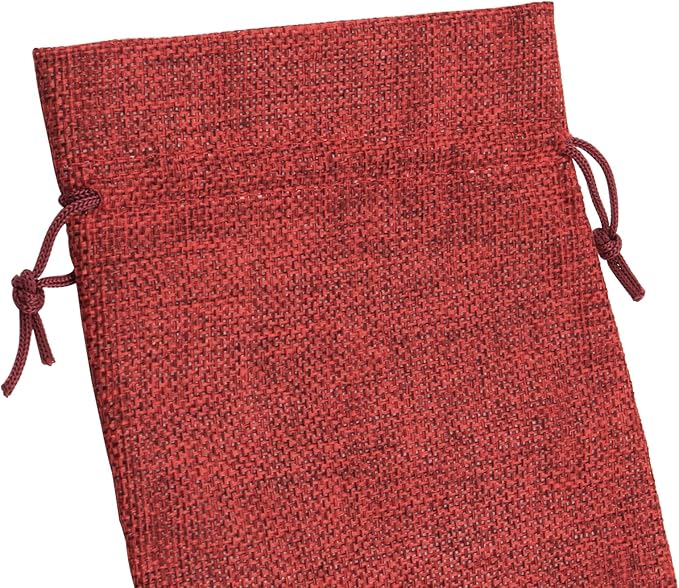 ZOENHOU 50 Packs 5 x 7 Inch Large Burlap Bags with Drawstring, Durable Wine Red Jute Drawstring Bags, Dustproof Burlap Sacks for Favors Party DIY Craft
