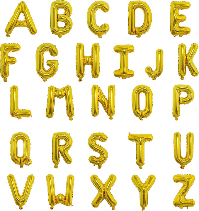 16 Inch Foil Mylar Balloons 26pcs Letters Balloons A-Z (Gold)