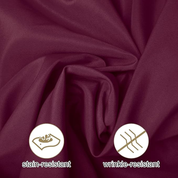 Ascoza 2pack 132 Inch Burgundy Round Tablecloth in Washable Polyester Fabric for Wedding/Banquet/Restaurant/Parties