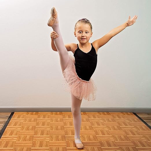 IncStores 3/8" Thick Snap Together Dance Flooring | 12"x12" Printed Vinyl Dance Floor for Practice & Performance | Beachwood | 20 Tile Pack