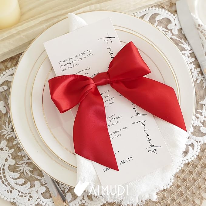 AIMUDI Red Satin Bows 5.5" Bows for Gift Wrapping, Invitations, Baskets, Wreaths, Crafts, Wedding, Birthday Party, Mother's Day Decorations, 24 PCs