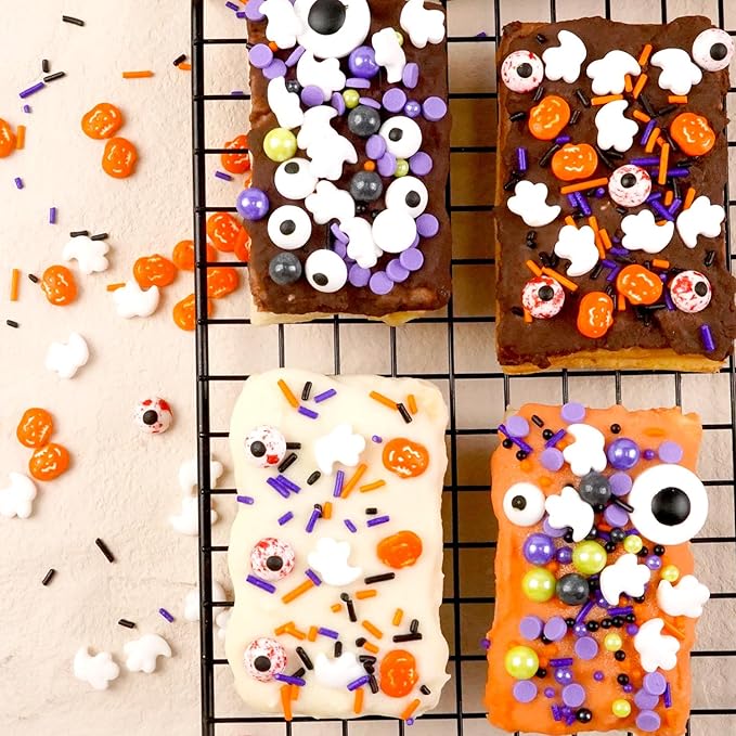 Halloween Sprinkles for Cake Decorating, Edible Candy Eyeballs, Pumpkin Sugar Sprinkles Mix, 160g/5.64oz, Perfect for Cake Decoration, Cupcake Decorations Ice Cream Toppings