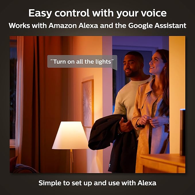 Philips Hue White and Color Ambiance BR30 1-Pack Bluetooth & Hue Smart 75W A19 Bulb 1 Pack 1100LM White and Color