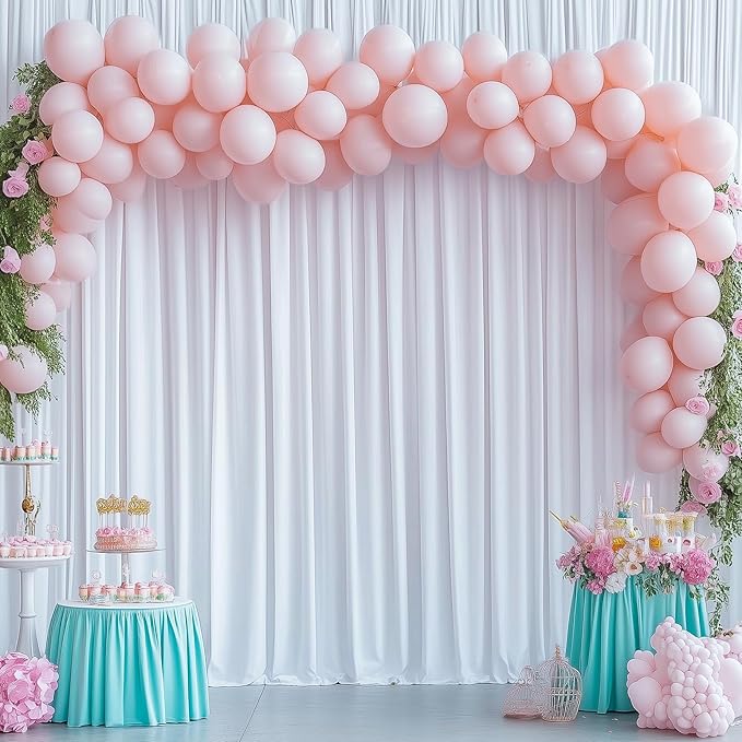20ft x 15ft White Wrinkle Free Backdrop Curtains for Parties,Silky Polyester Fabric Wedding Ceiling Drapes, 4 Panels 15ft Photo Back Drop Drapes for Baby Shower Photography Stage Background Cloth