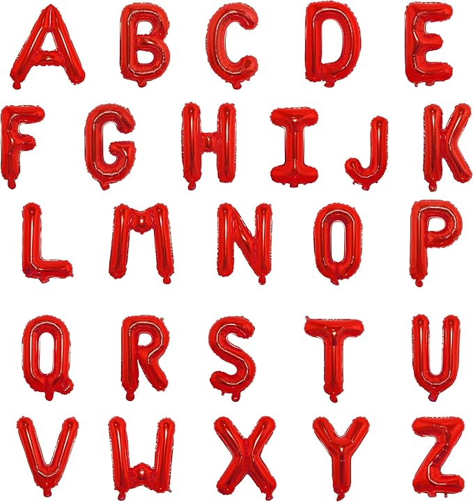 16 Inch Foil Mylar Balloons 26pcs Letters Balloons A-Z (Red)