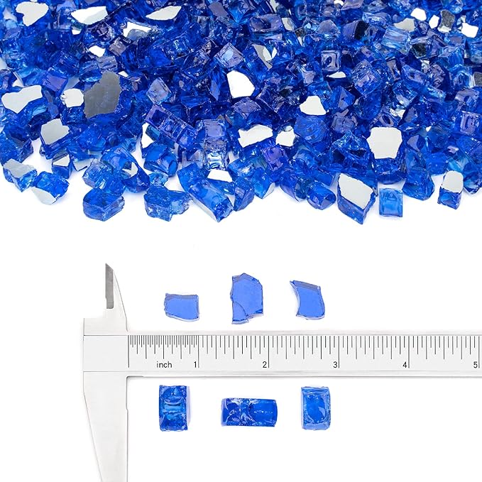 Stanbroil 10-Pound Fire Glass - 1/2 inch Reflective Tempered Fire Glass for Fireplace Fire Pit, Cobalt Blue Reflective