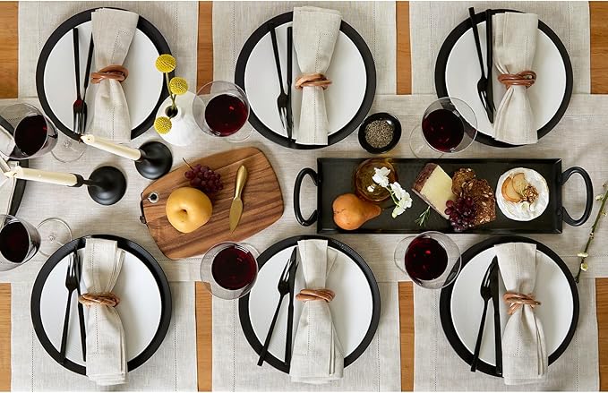 Solino Home Linen Table Runner 108 Inches Long - Classic Hemstitch 100% Pure Linen Light Natural Dining Table Runner 14 x 108 Inch for Fall, Autumn, Thanksgiving