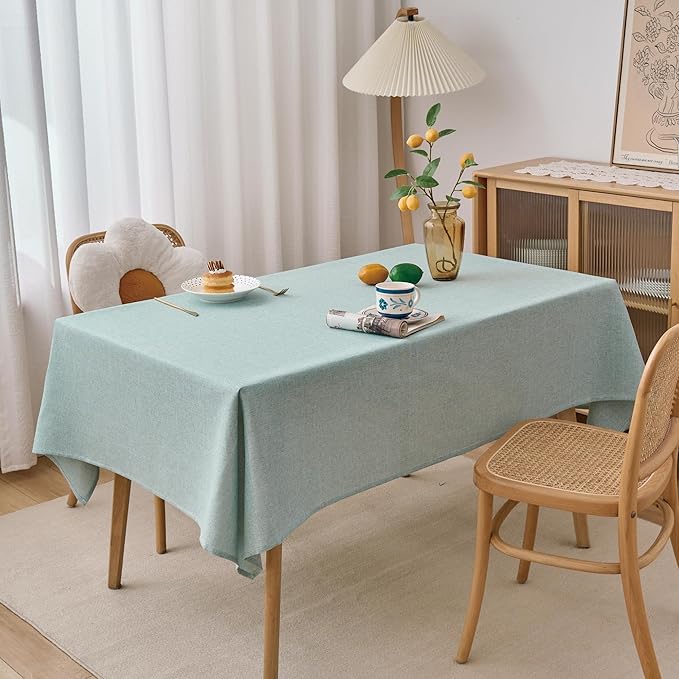 NLMUVW Sage Green Linen Tablecloth Rectangle 6ft, Rustic Textured Table Cloth Water Resistant Farmhouse Table Cover for Kitchen Dining Party Coffee, 54x78 Inch