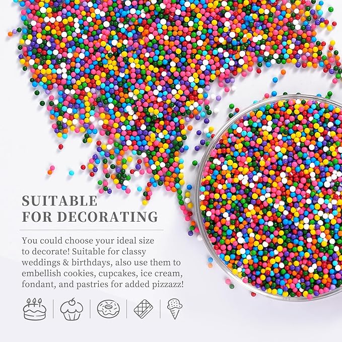 Rainbow Nonpareils Sprinkles, 4.23oz Nonpareils, Edible Rainbow Sprinkles for Cake Decorating, Cookies, Cupcakes, Macarons, Donuts and Ice Cream Topping(120g)