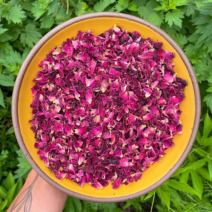 Fangkic Dried Rose Petals-1oz(28g) Dried Edible Flower Cake Decoration, Edible Rose Petal for Cocktails Drinks Baking Tea Soap & Candle Making, Gluten-Free, No Additives