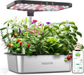 owltron Smart Hydroponics Growing System Kit,15 Pods Indoor Herb Garden with 36W LED Grow Light & APP Control, Planting Height Up to 30", Quiet Water Pump, Stainless Steel - Ideal Gift for All Ages