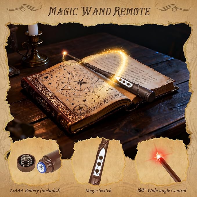 Halloween Decorations, 12 Pcs Floating Candles with Wand Remote, Battery (indluded) Operated Magic Wand Hanging LED Candles, Flameless Flickering Taper Candles for Halloween Christmas Decor Birthday