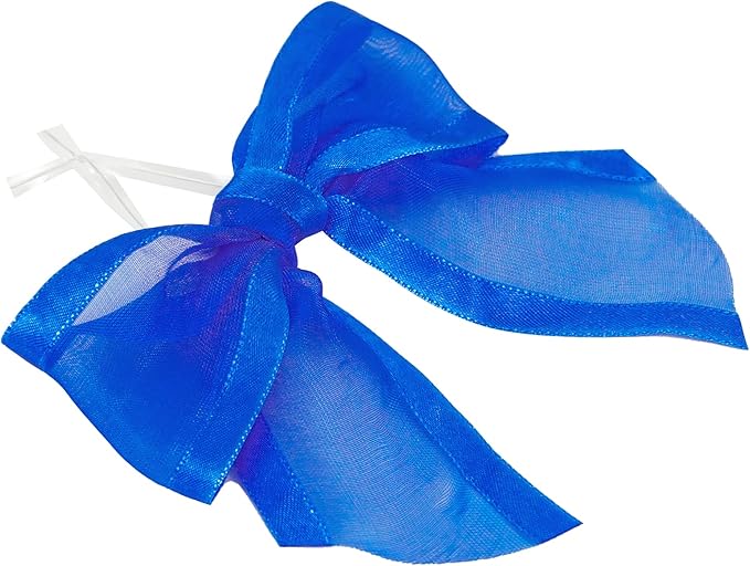 AIMUDI Royal Blue Bows 4" Organza Bows Premade Twist Ties Bows for Gift Wrapping Crafts Treat Bags Baskets Cake Pop Baby Shower Birthday Wedding Decor - 12 Counts