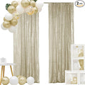 Hahuho Champagne Sequin Backdrop Curtain, 2PCS 2FTx8FT Glitter Backdrop Curtain for Parties, Christmas, Wedding, Party Decoration（2 Panels, 2FT x 8FT, Champagne